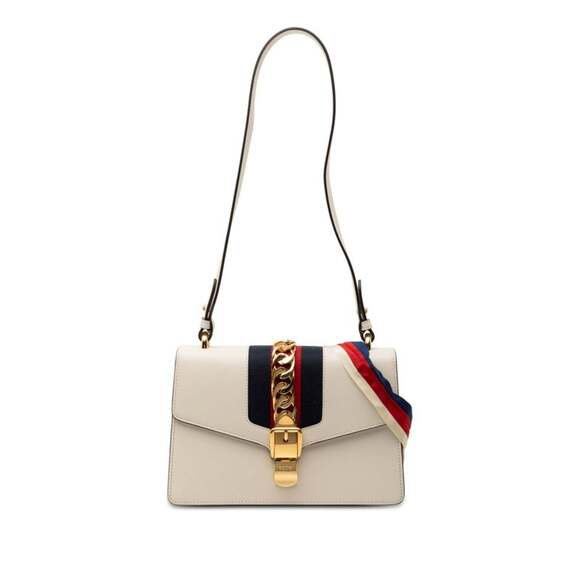 GUCCI White Leather Sylvie Shoulder Bag - Picture 1 of 6